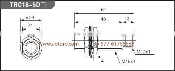 alibaba express china TRC18-5DC M18 connectors proximity sensor machinery