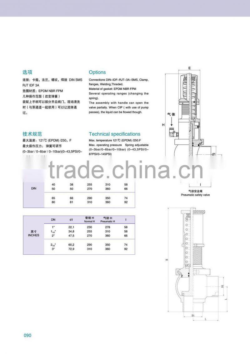 Stainless Steel Safety Valve relief valve for Steam