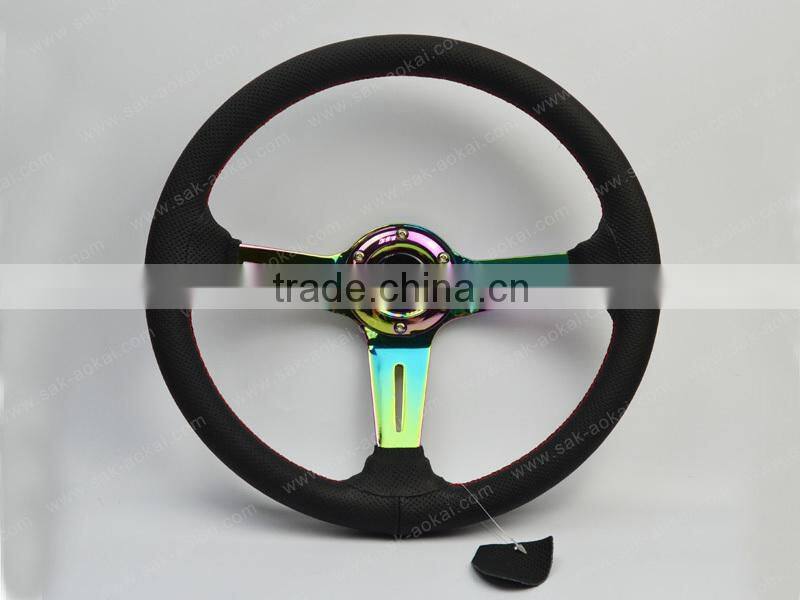 350mm Leather Steering Wheel With Neo Chrome Spoke