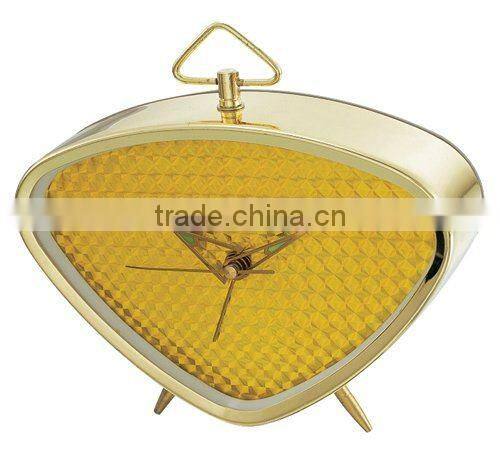 triangle shape metal case mechanical alarm clock