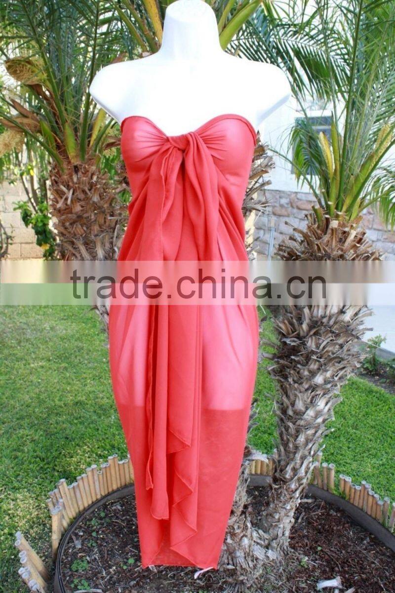 Sheer pareo solid color sarong chiffon material 100*180cm pareo sarong