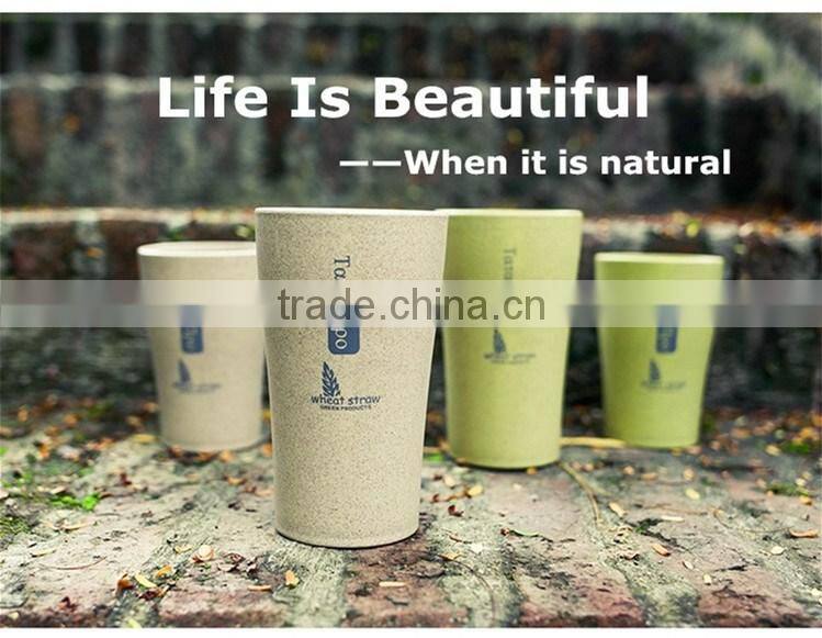 Wheat straw plastic travel tooth brush mug set 280ml+360ml