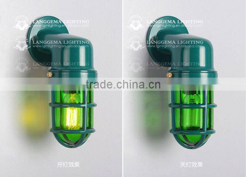 VINTAGE INDUSTRIAL LIGHT ALUMINIUM PENDANT WITH CAGE GLASS SHADE EDISON E27 wall lamp W144(99)