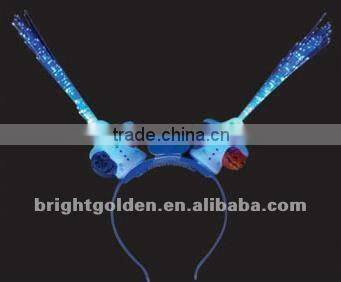 Rainbow led flashing fiber optic head bopper