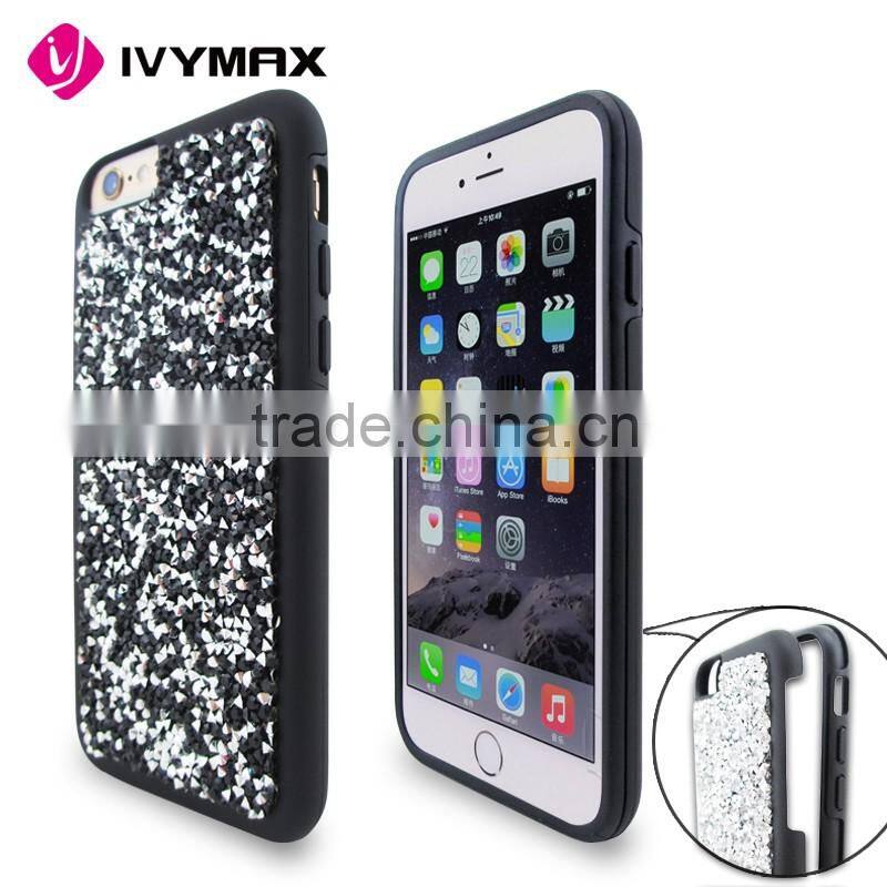 Manufacturer China glitter case leather skin mobile back cover for iphone 6s phone accessories case