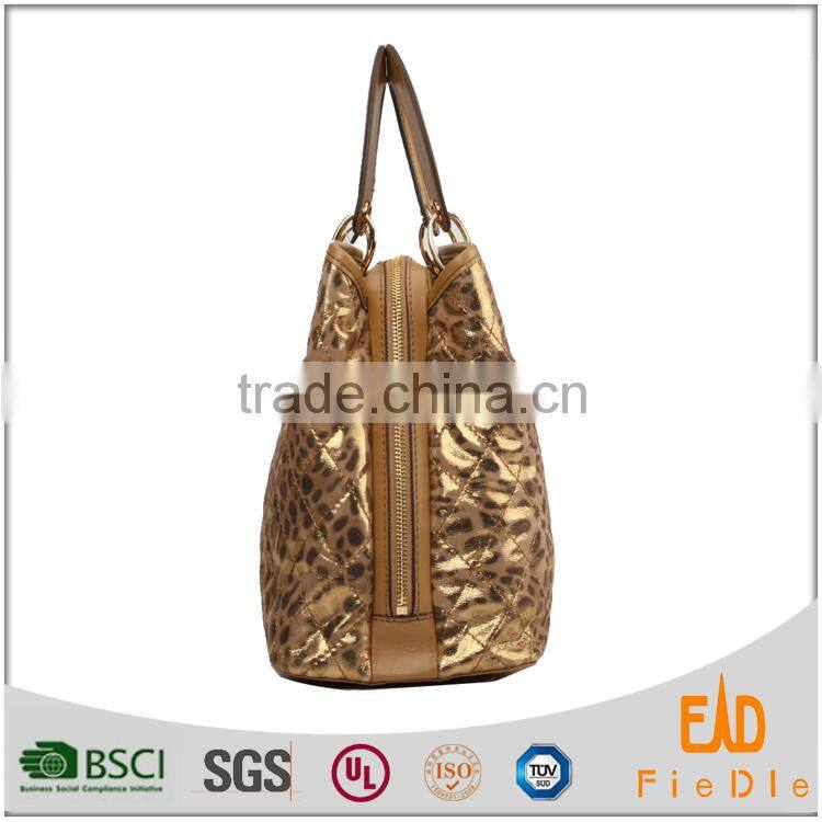 S238-B2340 Two colors metallic and leopard pattern genuine leather purses and handbags