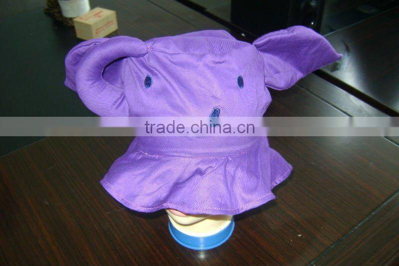 100% cotton twill embroidery bucket hat with elephant shape