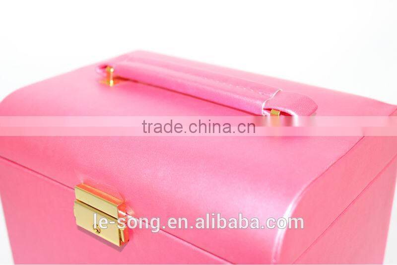 portable rectangle pink grand jewelry box