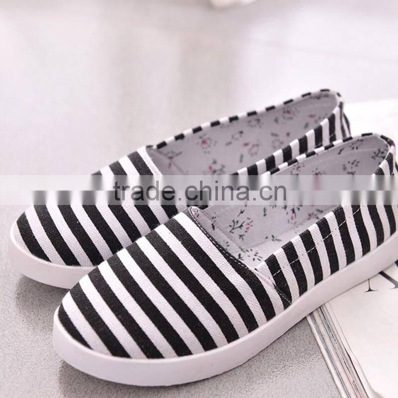 2016 women latest stripe canvas leisure shoe