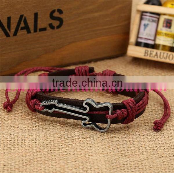 Leather bracelet factory wholesale hollow guitar bracelet leather man