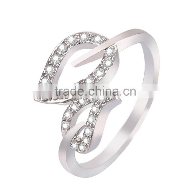 Cute Two Simple Leafs Shaped Women Ring Lovely Gift for Girlfriend