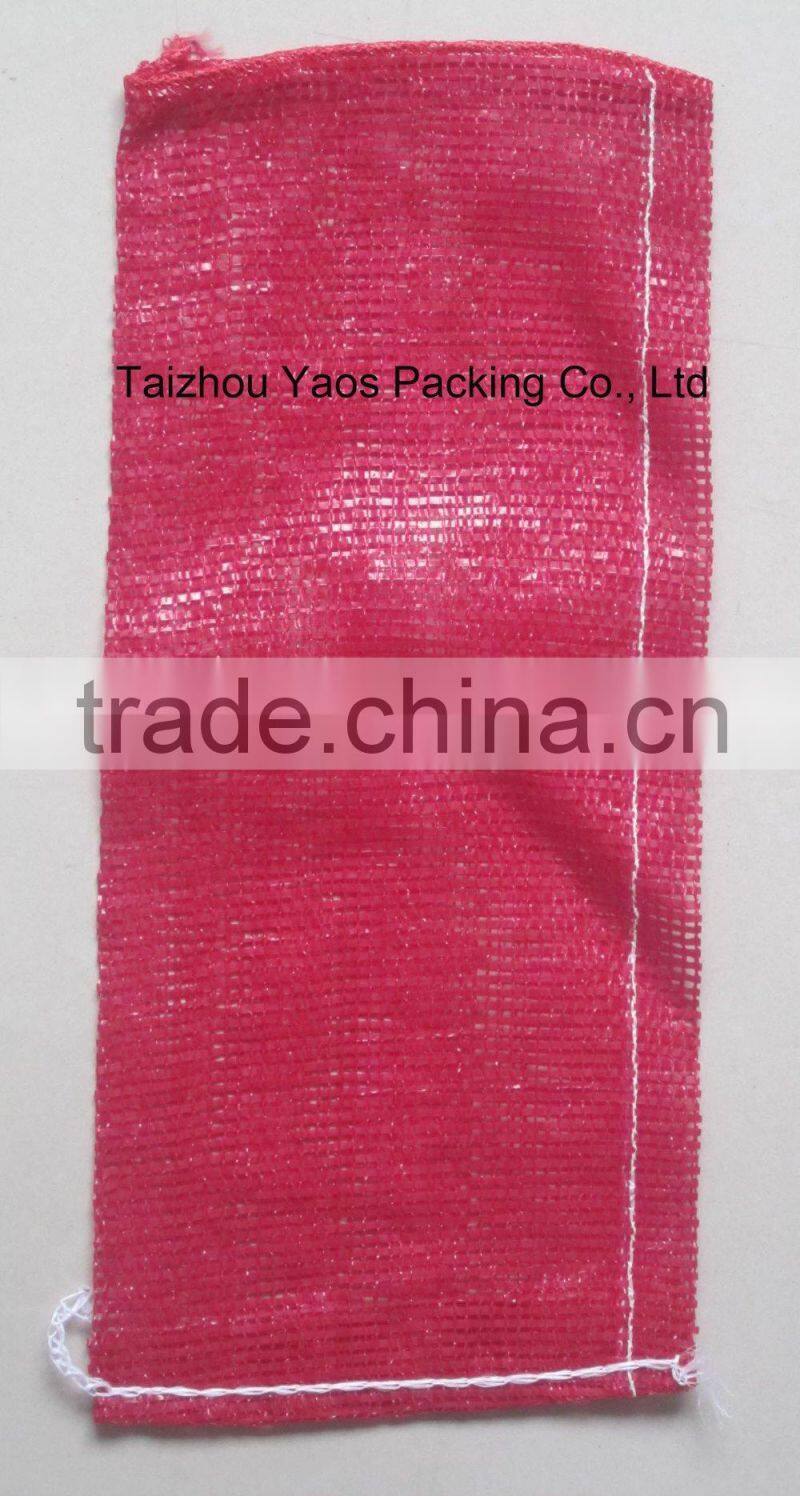 red PP tubular mesh bag vegetables onion circular drawstring tubular bag