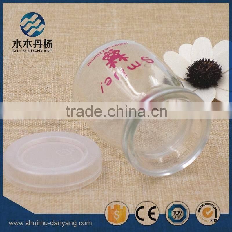 Fancy 100ml pudding glass bottle milk bottle with cork or plastic cap