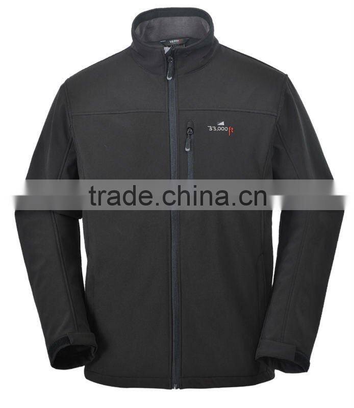 Black softshell jacket men with waterproof(2xm12a)