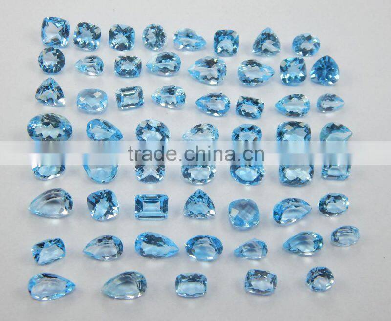 Natural swiss blue topaz faceted gemstone, blue topaz loose gemstone