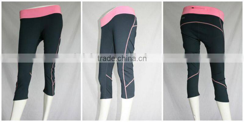 Functional quick dry capri pants bottom mesh contrast , running pants,custom ladies inner wear