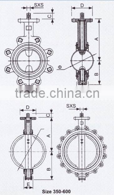 DN50-DN600 PN16/PV25/CLASS 125/CLASS250 Cast Iron Double Half Stem Wafer Butterfly Valve
