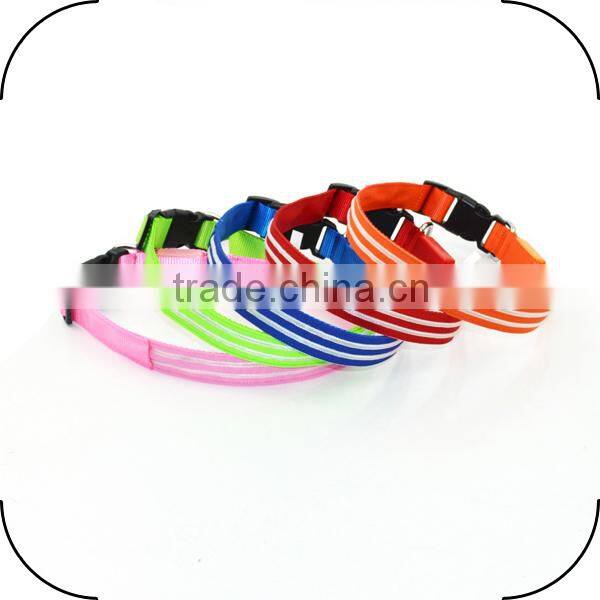Glowing White Color Double Line Dog Collar LED Waterproof