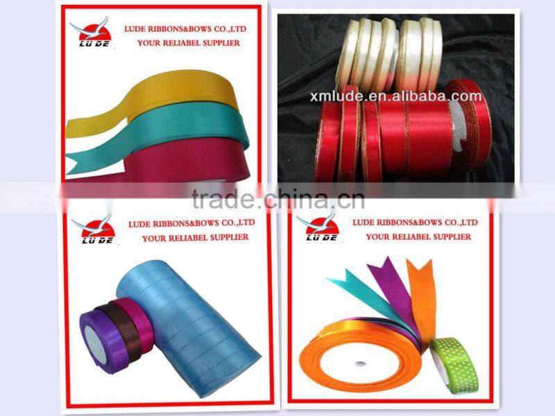 Cheap 100% polyester Satin gold and silver metallic ribbon