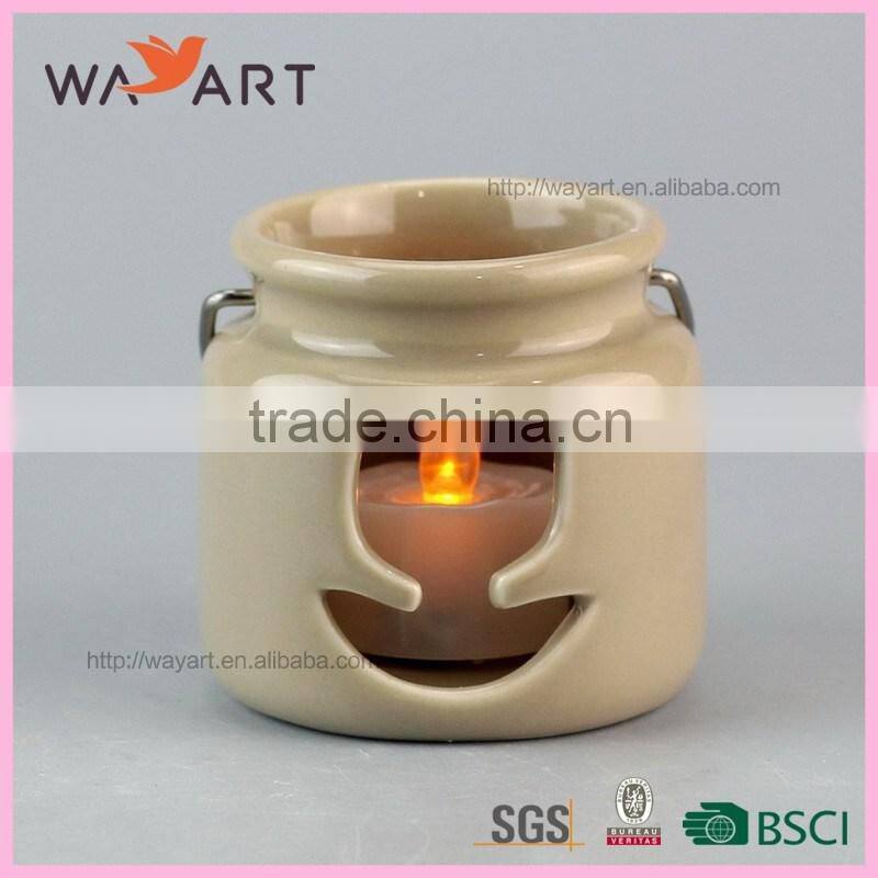 Decorative Grey Ceramic Candle Container For Promotion