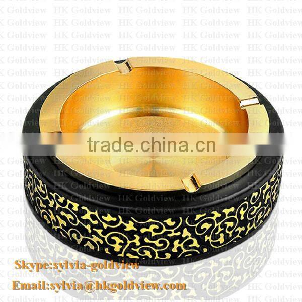2014 new design emboss gold plating metal ashtray made in china,Antique colourful Plating Alloy Ashtray