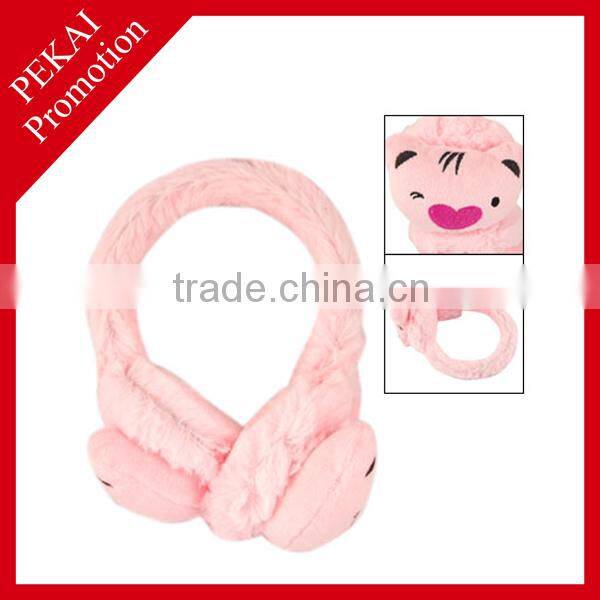 Pink plush cat design warm ear cover for winter