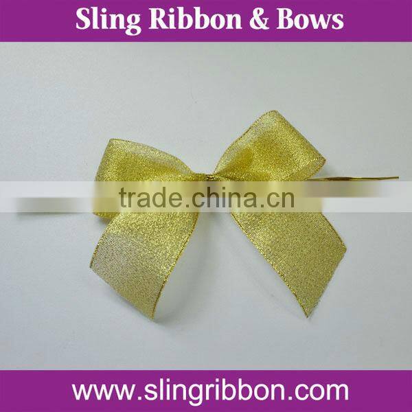 Prined Satin Ribbon Bow With Wire Twist Tie