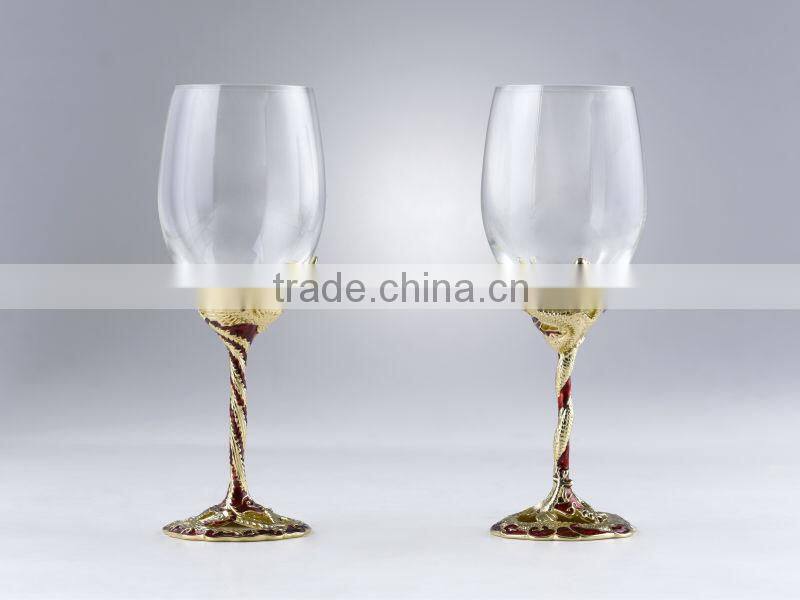 RORO Auspice dragon and phoenix enamel crystal glass red wine glass