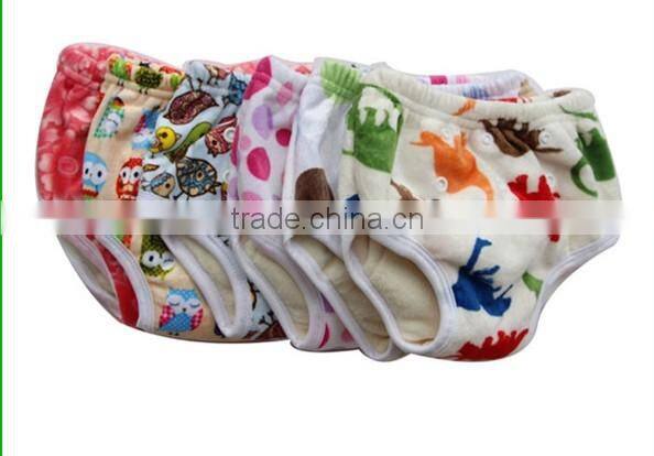2016 popular!!!Cartoon printed color baby training pants with minky PUL outer layer and bamboo inner