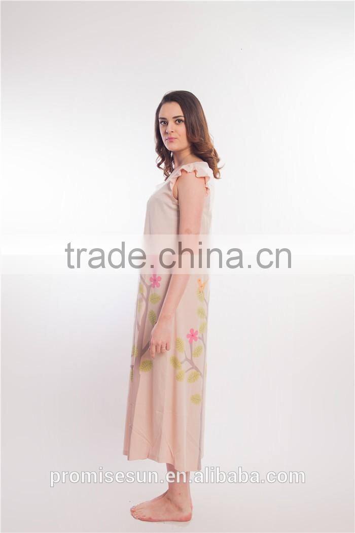 100% cotton printing sleeveless comfort sexy hot nightwear for women