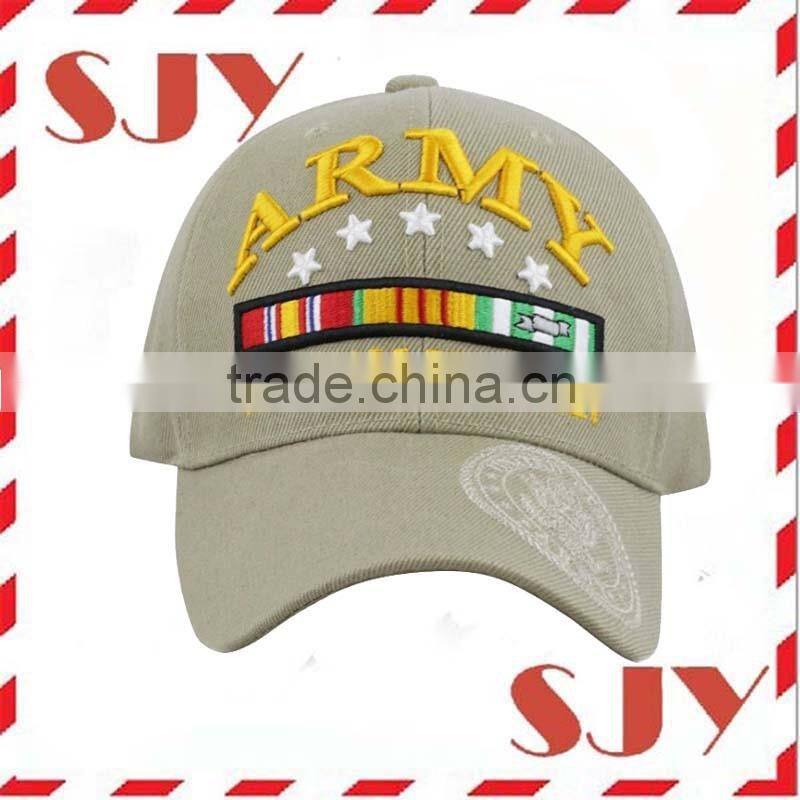 High quality 6 panel custom 3d embroidery military baseball cap