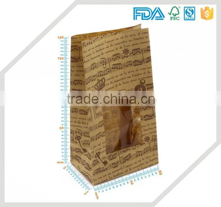 China supplier wholesale food grade eco material bread biodegradable paper packaging bag