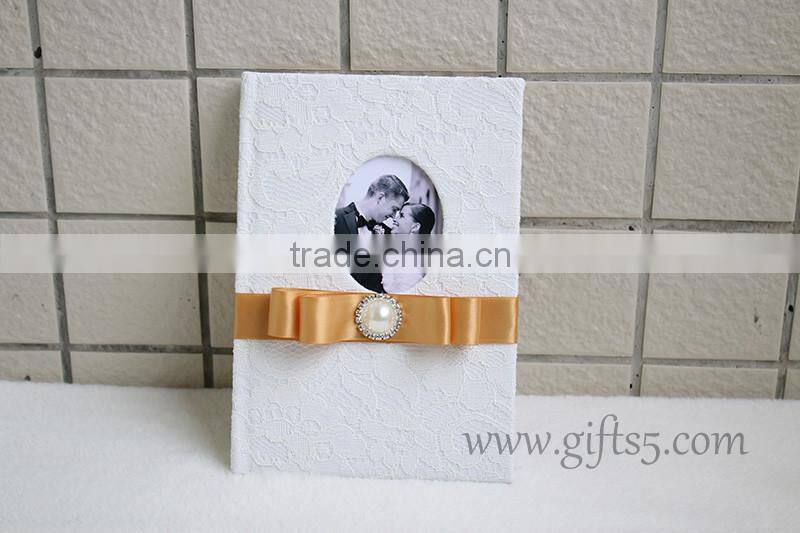 Lace white fabric Wedding Signature Guest Book