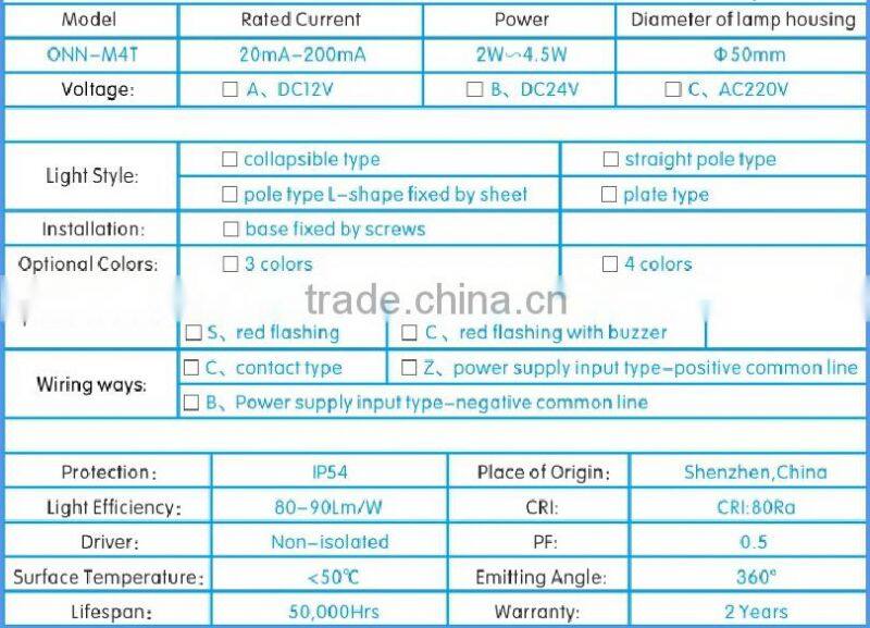ONN-M4T 24V / 12v Led Security Alarm Light for CNC Machine