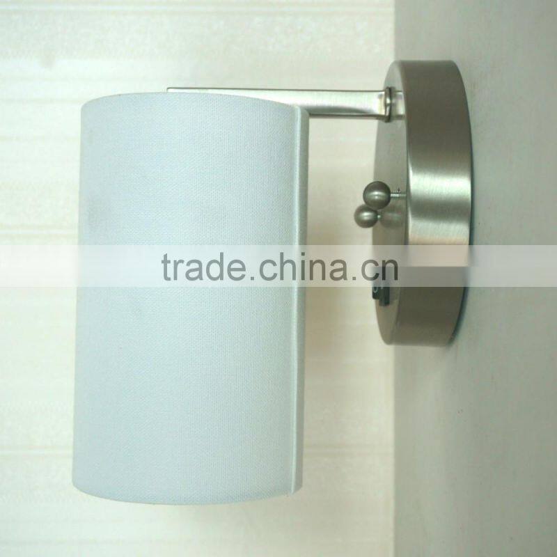 Rocker switch small wall lamp for hotel white fabric shade