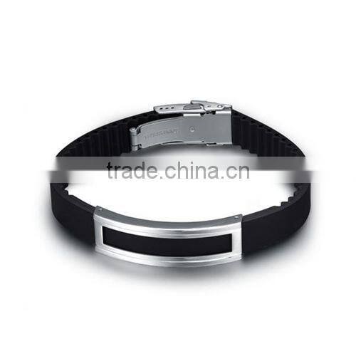 mens wider black hand rubber band weaving bracelet