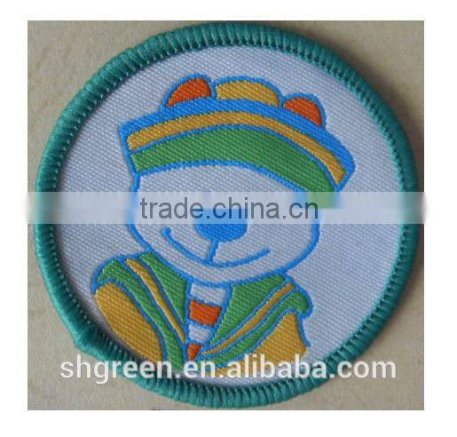 working uniform sewing on fabric badge patch