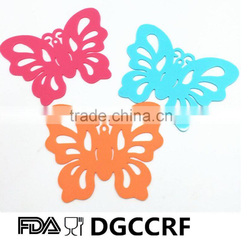 100% food grade butterfly Silicone drink coasters