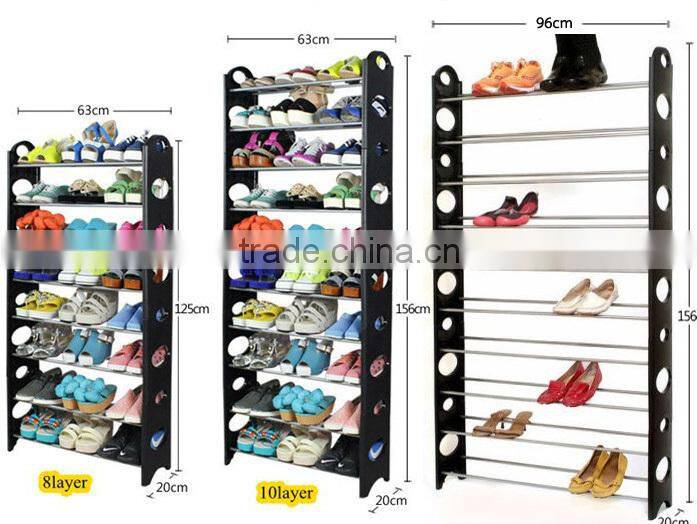 10 pairs holding capacity 2 Tier sturdy cheap price shoe rack with black color( FH-SR0062L)