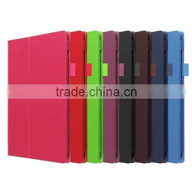 Quality Lychee Texure PU Leather Case with flip Stand For SONY XPERIA Z4 TABLET FOR XPERIA TABLET Z4 FOLD LEATHER CASE POUCH