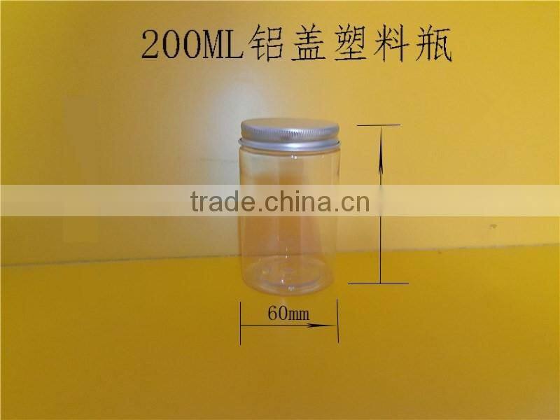 cosmetic cream hair gel food container transparent plastic jar 200ml with Aluminum cap