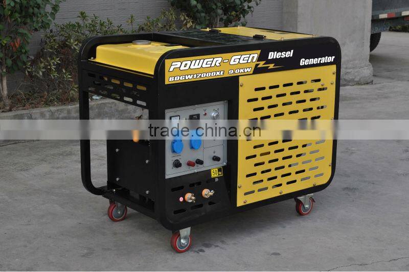 Hot Sale!!!POWER-GEN Air Cooled Open Type Dual use 10kw Diesel Welder Generator