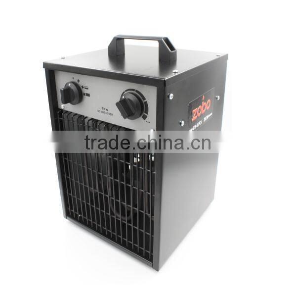 Good heating with thermo block electric heaters 3 kW for work shop space