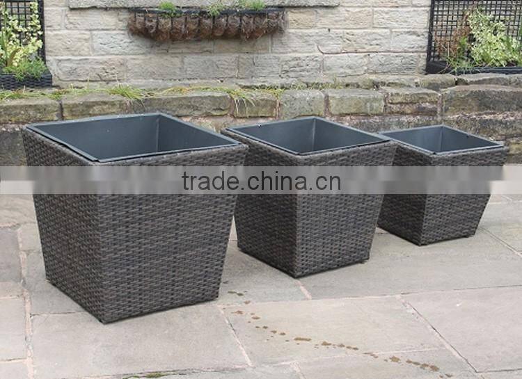 Set of 3 stackable plastic rattan garden pots for sale planting pots cheap plant pot