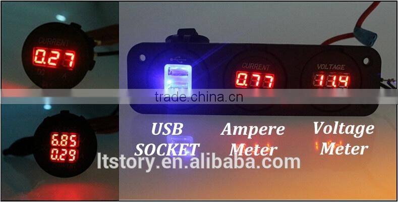 DC Waterproof Round Digital only current Ammeter socket