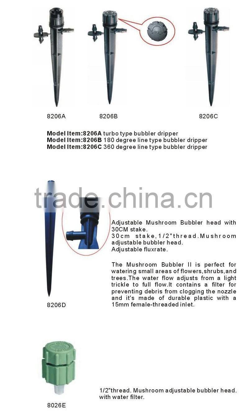 8206D 360 degree Adjustable Mushroom Bubbler head small farm irrigation drip with a filter