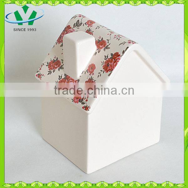 Yscb-8 ceramic house shape custom money box