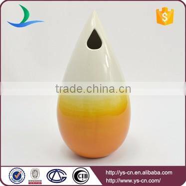 Wholesale yellow hand-painted ceramic teardrop shaped art deco vases