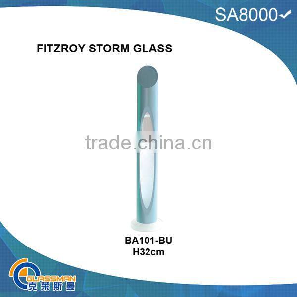 BA0913 FITZROY STORM GLASS WITH WOOD BASE