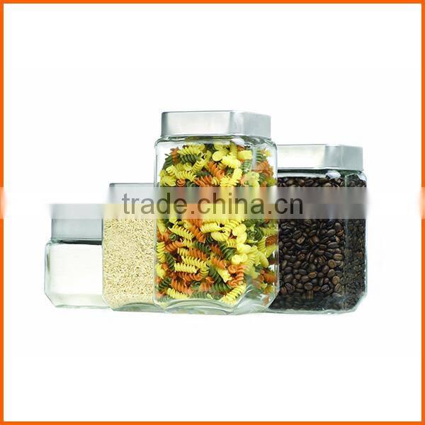 High quality storage glass jar with metal lid